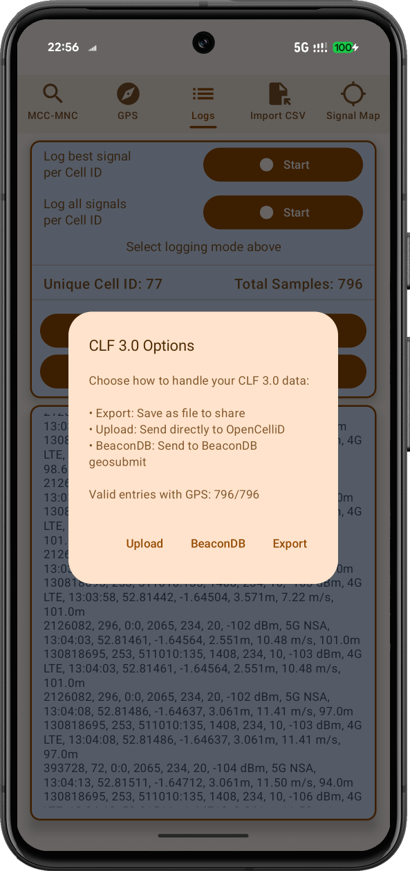 11_Cellinfo_Export_CLF30 Cellinfo CLF Upload