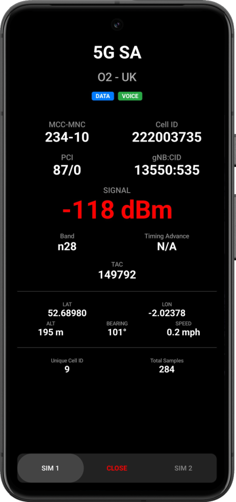 Cellinfo Dash View
